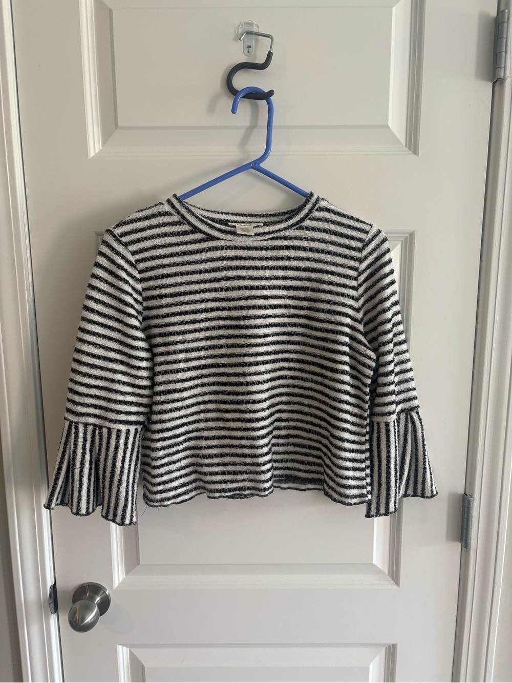 URBAN Romantics Black & White Striped Bell-Sleeve Knit Top